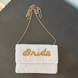 Elegant White Beaded Bride Bag